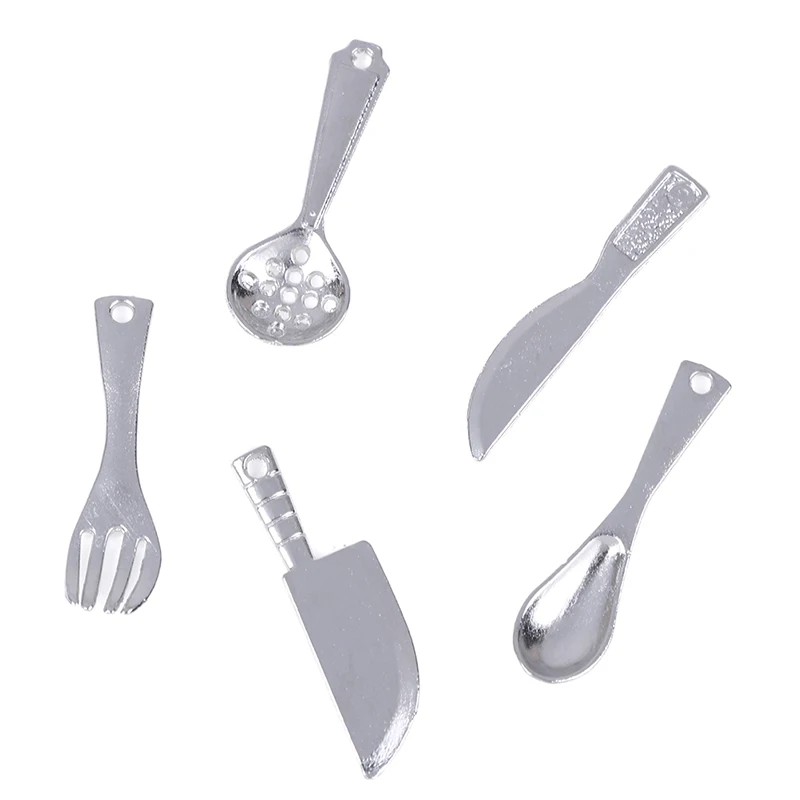 

5Pcs 1:12 Vintage Style Miniatures Tableware Fork Spoon Mini Dollhouse Mini Cutlery Knife Children Toys Doll House Decorate
