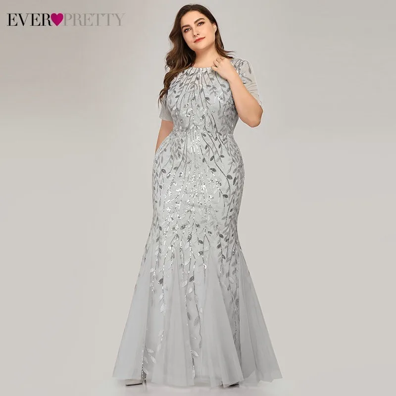Вечерние платья с аппликациями Ever Pretty, длинное кружевное платье-русалка большого размера с пайетками, платья разных цветов для вечеринок в стиле Саудовской Аравии, лето-осень
