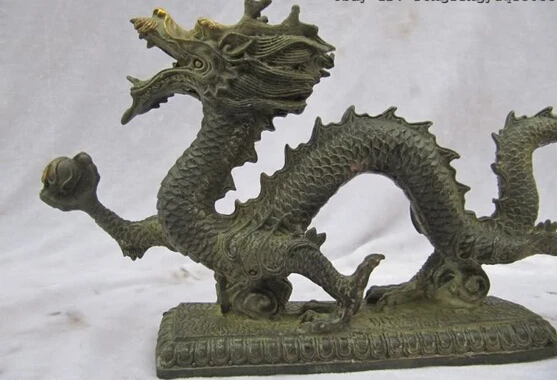 SCY Collectible bronze lion statue S0261 China Folk collection classical Bronze Gilt Lucky Fly Dragon Play Bead statuary B0403 | Дом и сад