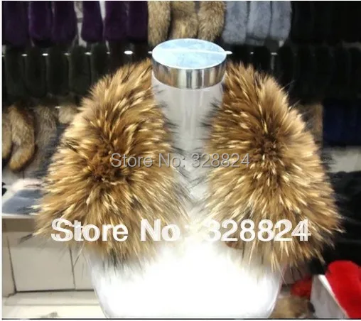 Новинка высокое качество натуральный цвет воротник из натурального меха енота