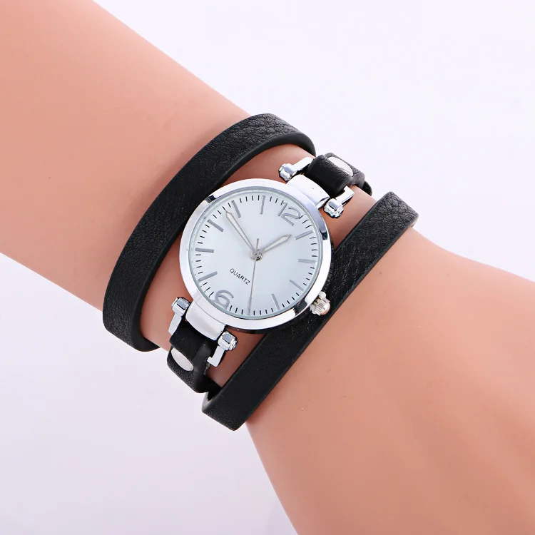 Модные Повседневные Женские кварцевые наручные часы тройные кожаные женские