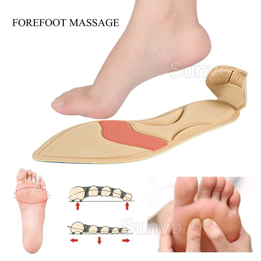5D Soft Sponge Pointed High Heels Insole for Flat Foot Pain Relief Massage Arch Support Shoes Pads Heel Protector Insert Soles
