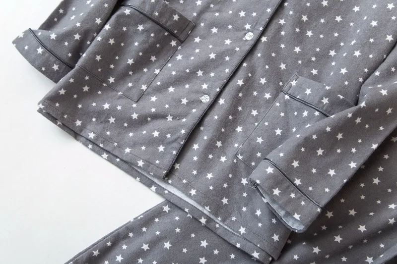 Женские пижамы из хлопка, 2 предмета, пижамы с длинными рукавами, брюки, одежда для сна, осенне-зимняя Пижама, Женская домашняя одежда с рисунком