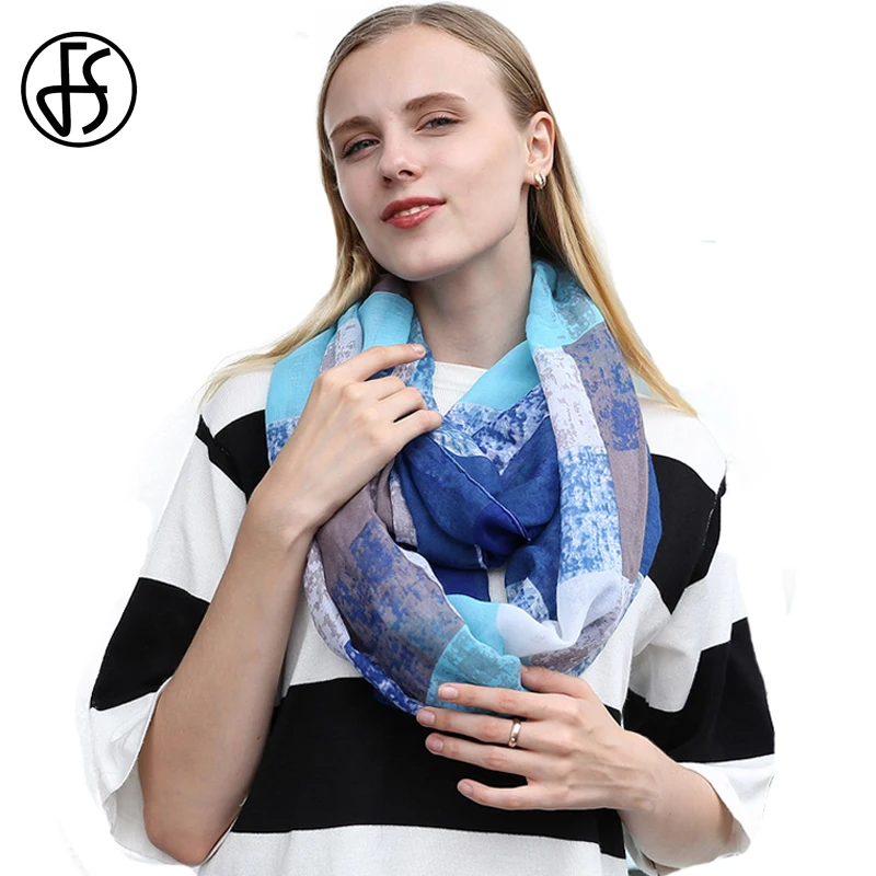 

FS Neck Tube Loop Collar Ring Scarf Viscose Printed Hijab Scarves For Women Large Size Plaid High Fashion Quality Shawls Winter