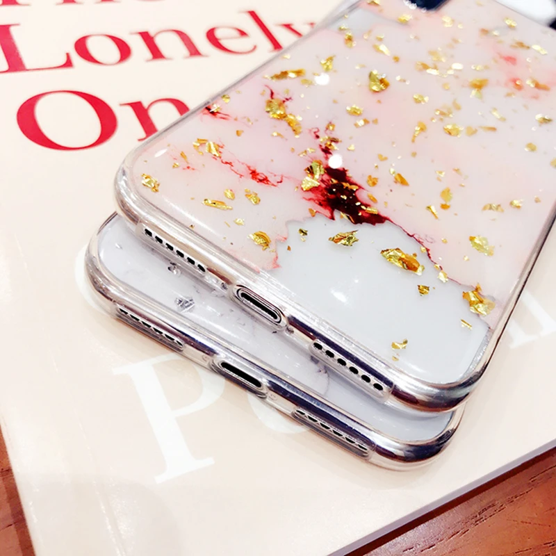 WMZSUCC Bling цвет серебристый золотой фольга мрамор блеск чехол для телефона iPhone 6S 6 8