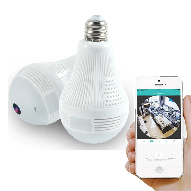 Bulb Light Wireless IP Camera Wifi Fisheye 960P 360 degree VR 1.3MP 2MP 3MP 5MP Home Security WiFi Panoramic | Безопасность и