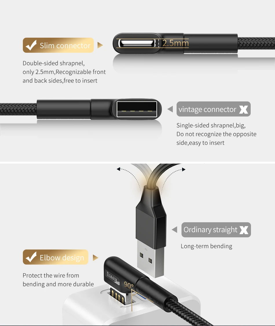 Baseus Doulbe локоть USB кабель для iPhone XR 8 11 iPad светодиодный 2.4A Быстрая зарядка кабель для iPhone зарядное устройство iPad игровой USB кабель для передачи данных usb кабель кабель для айфона