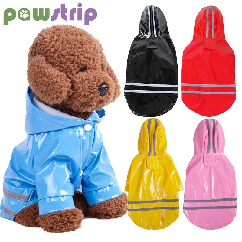 

S-XL Summer Dog Rain Coat Outdoor Puppy Hood Waterproof Jacket Apparel PU Dog Raincoat For Dog Shih tzu Solid Dog Jacket Clothes