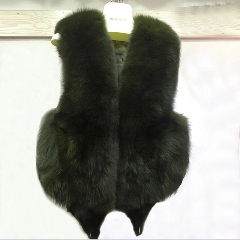 2018 new whole leather fur vest female fox head coat | Женская одежда