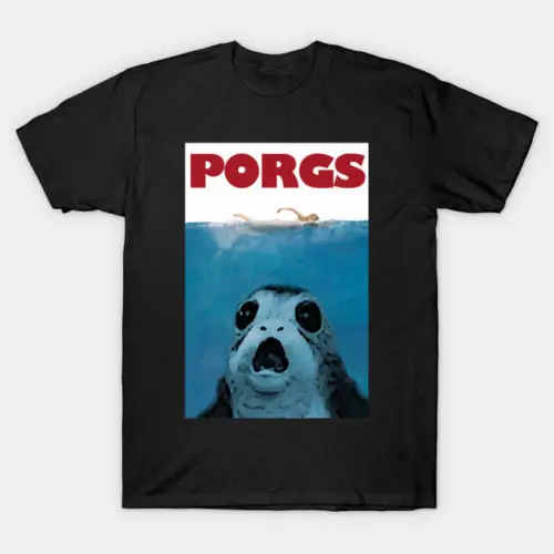 Jaws Porg Мужская черная футболка крутая Повседневная мужская Унисекс Новая модная