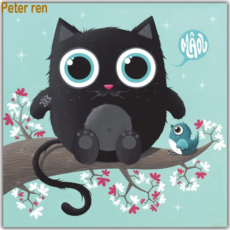 Peter ren DIY Diamond painting cross stitch mosaic full Embroidered with rhinestones Picture by numbers&quotLittle bird owl on tre&quot | Дом и