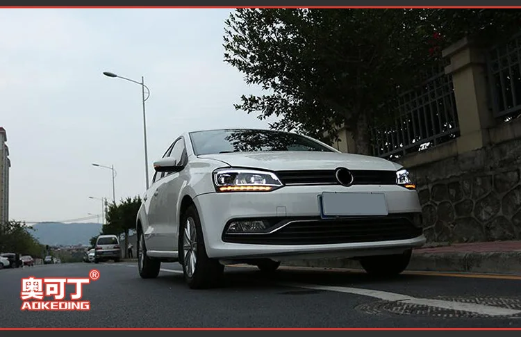 AKD Тюнинг автомобилей фары для VW Polo 2011- светодиодные фары DRL ходовые огни биксеноновые фары Противотуманные фары с ангельскими глазками авто уровень