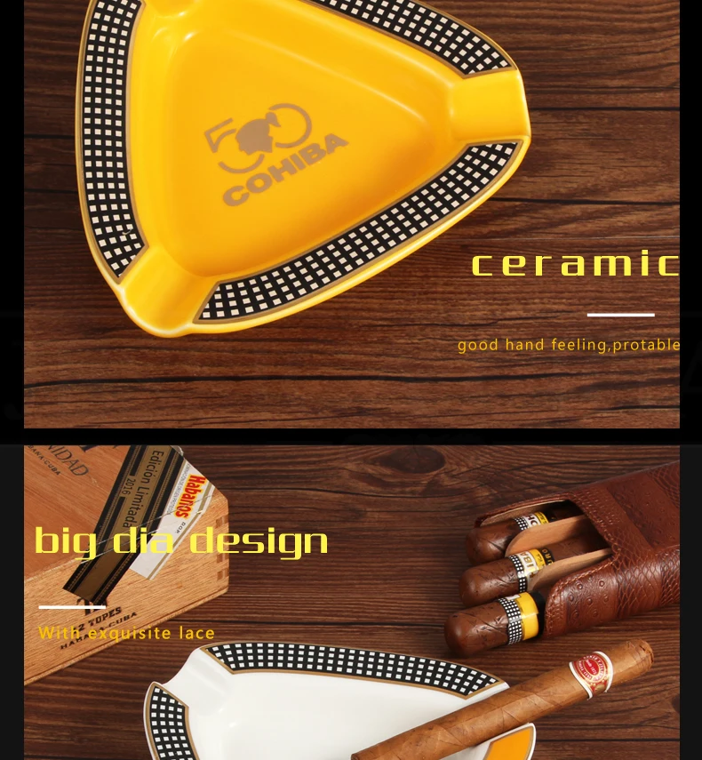 COHIBA сигарные гаджеты домашняя сигарная пепельница Портативный Керамический 3 сигары Пепельница табака пепельницы для сигарет держатель