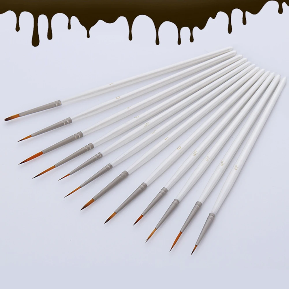 12pcs/set Hand Gouache Paint Brush Nylon Hair Hook Line Pen Student Extra Fine Watercolor Acrylic Soft For School Art Supplies | Канцтовары
