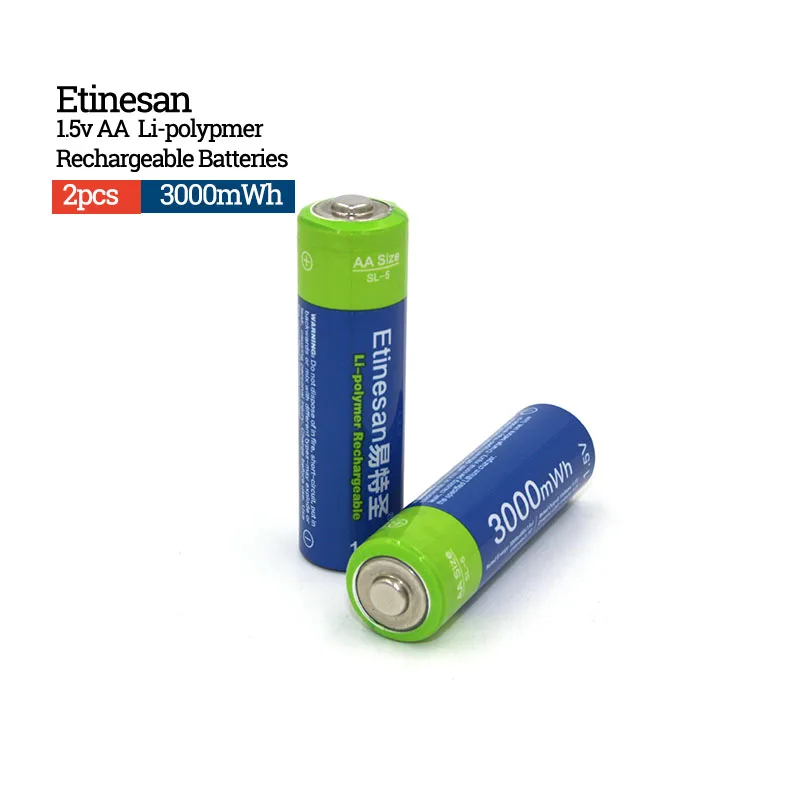 

2pcs 1.5V AA lifepo4 lithium ion batteries 14500 Etinesan 3000mWh rechargeable li-ion Li-polymer Li-Po battery apply Toys, etc