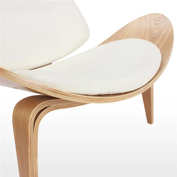 Hans Wegner стиль трехногий корпус стул пепельница фанера белая искусственная кожа Мебель для гостиной современный стул