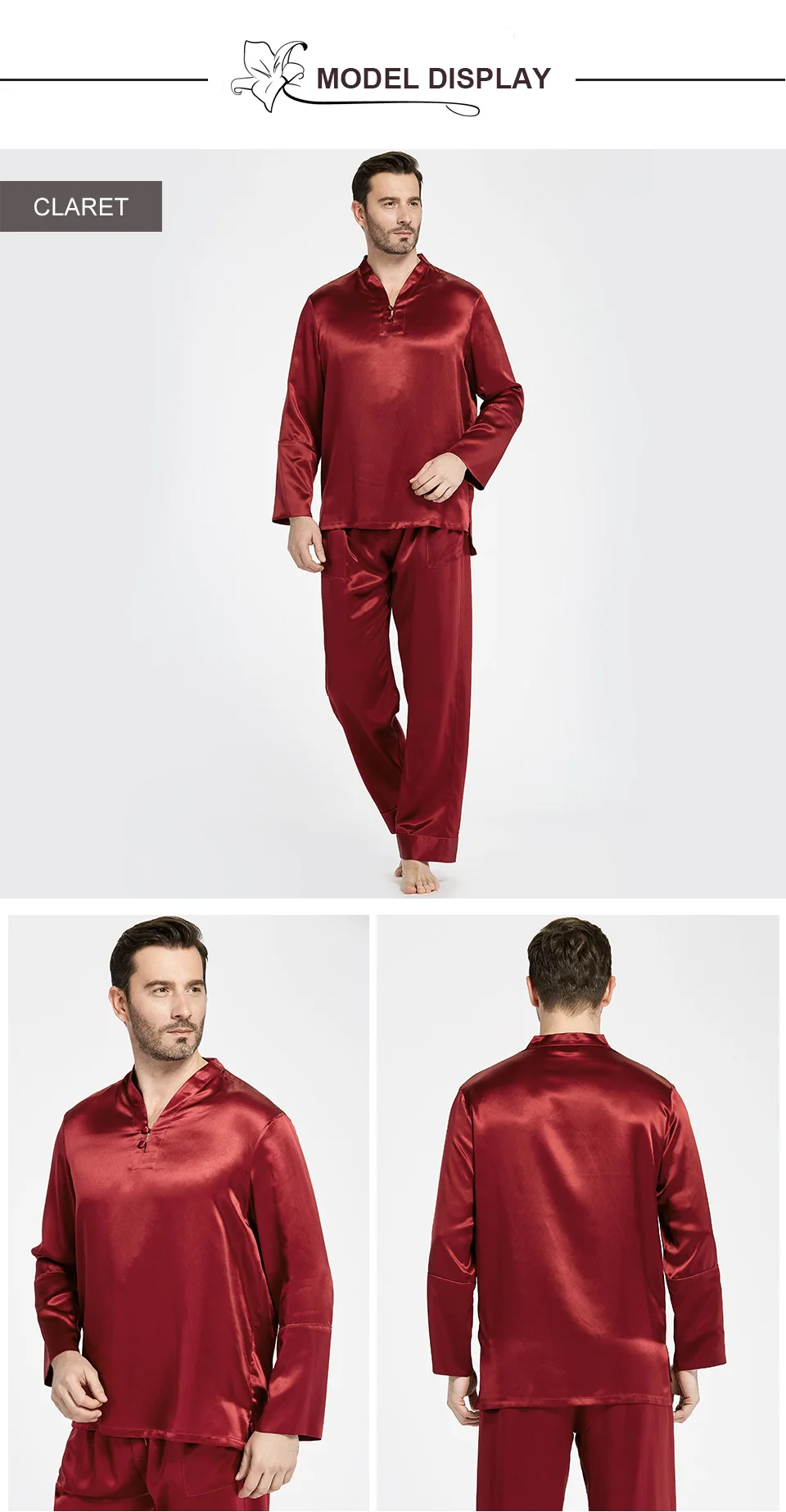 LilySilk пижама мужская белье костюм домашняя одежда для мужчн Пижамный комплект шелк 22 momme китайский Стиль