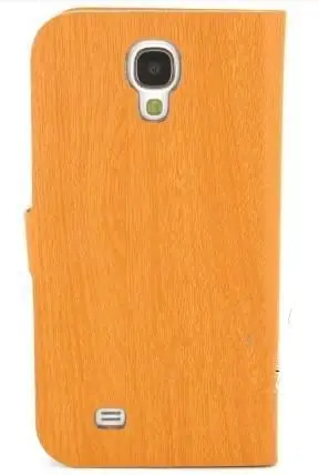 Blue S4 IV i9500 Fashion Wood Bamboo Grain Flip PU Leather Stand Case Skin for Samsung Galaxy |