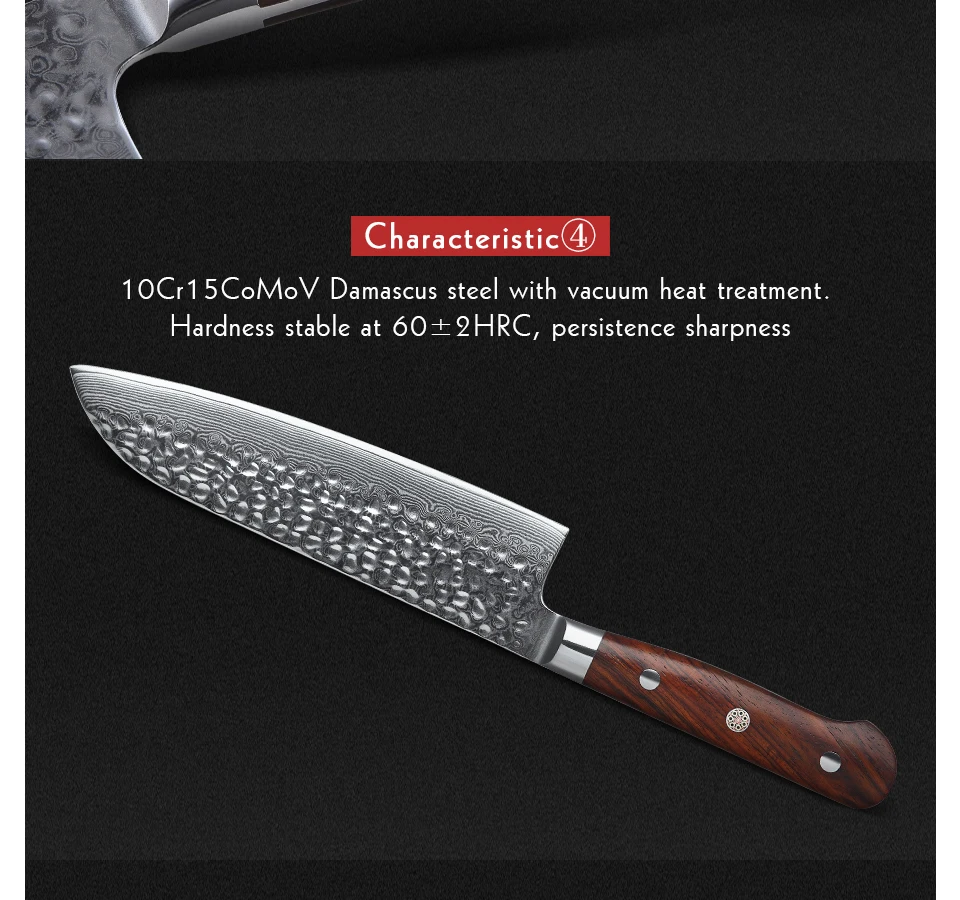 XINZUO 7 ''нож Santoku Профессиональный японский шеф-поварские ножи дамасский клинок ручной работы стальной кухонный нож палисандр ручка Кливер нож