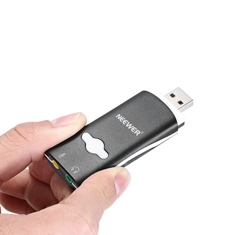 Neewer USB внешний стереозвук адаптер для ПК ноутбука записи совместим с Windows XP Vista 7 8 1