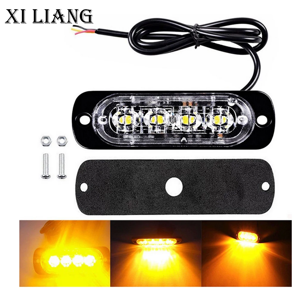 4 LED Strobe led Warning Light waterproof Breakdown Emergency Car Truck Beacon Lamp Amber Traffic warning | Автомобили и