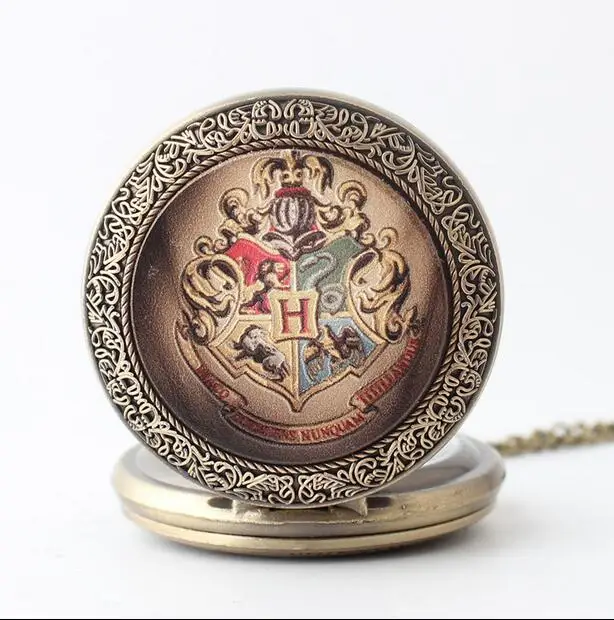 Hogwarts школа колдовства и гребня бронзовая антиквариат эмалированный узор для