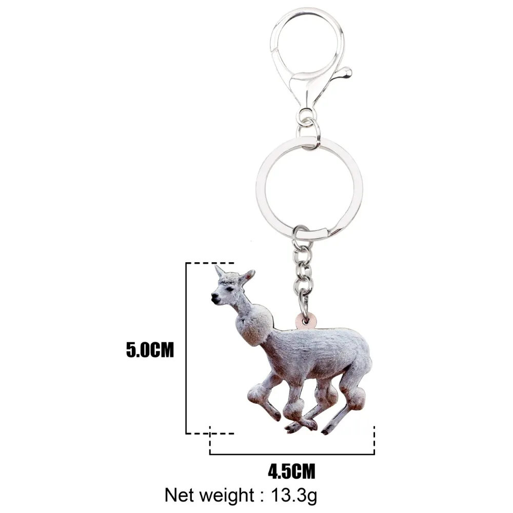 Bonsny Acrylic South America Jumping Alpaca Key Chain Keychain Ring Holder Novelty Animal Jewelry For Women Girls Bag Charms New | Украшения