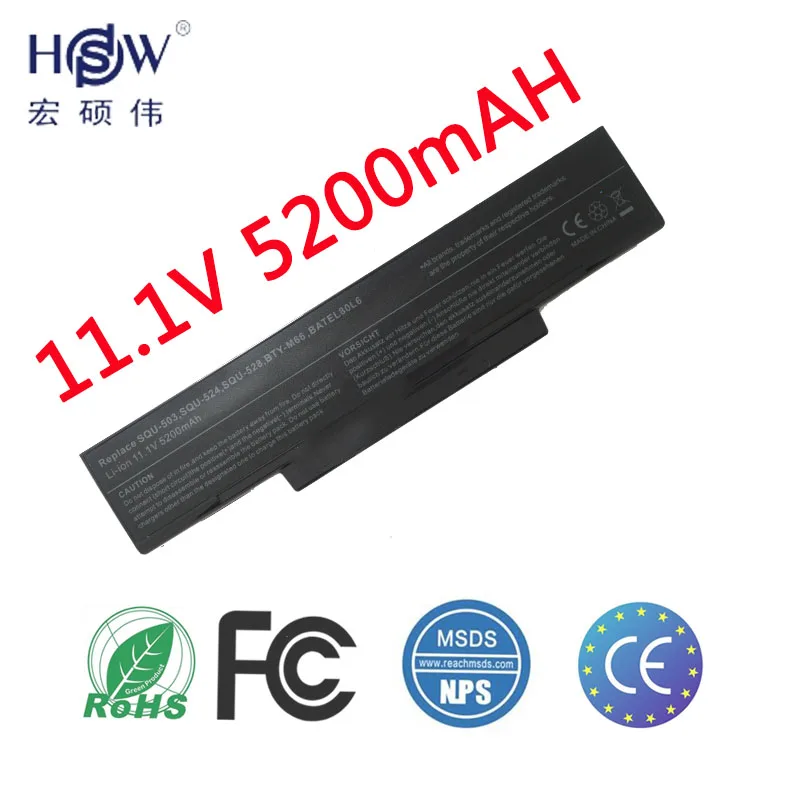 HSW 5200 мАч BTY-M66 SQU-528 Батарея для MSI M655 M660 M662 M670 M677 CR400 PR600 PR620 GX400 GX600 GX610 GX620 ноутбук Батарея