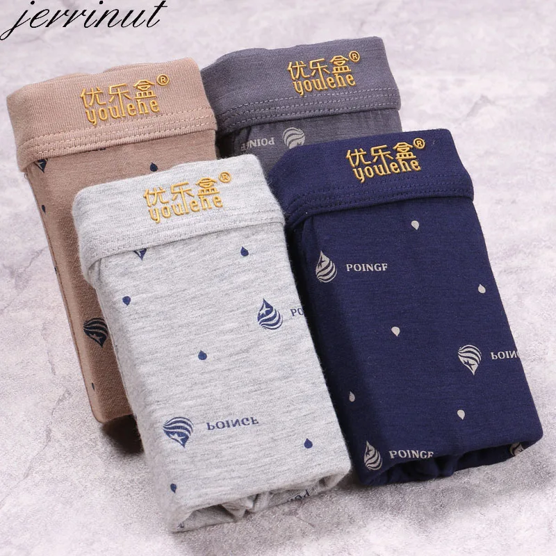 Jerrinut 4pcslot пикантные Для мужчин нижнее белье боксеры шорты дышащие печати Calecon Homme боксер Для мужчин хлопок мужской боксер бренд трусы мужские мужские трусы нижнее белье трусы мужские боксеры боксеры мужские