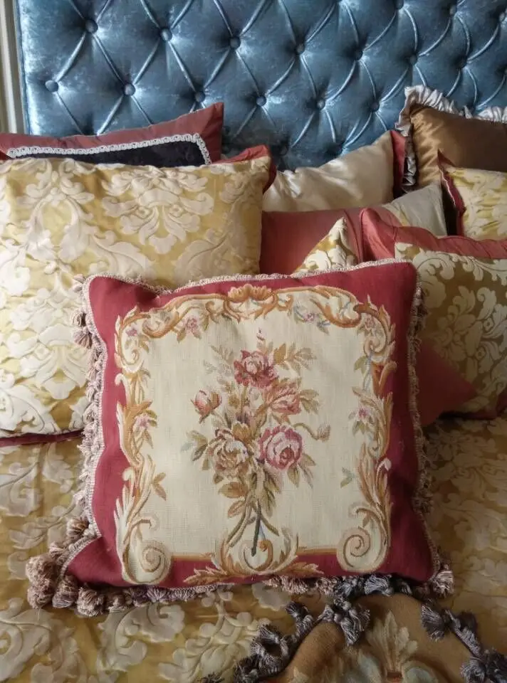 Подушка ручной работы Aubusson 18 &quotx 18&quot 100% новая Zealand шерсть ручная работа без