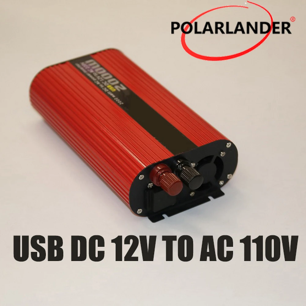 Автомобильный инвертор Polarlander с двумя USB-портами 2000 Вт 12 В/24 В 110 В/220 постоянного