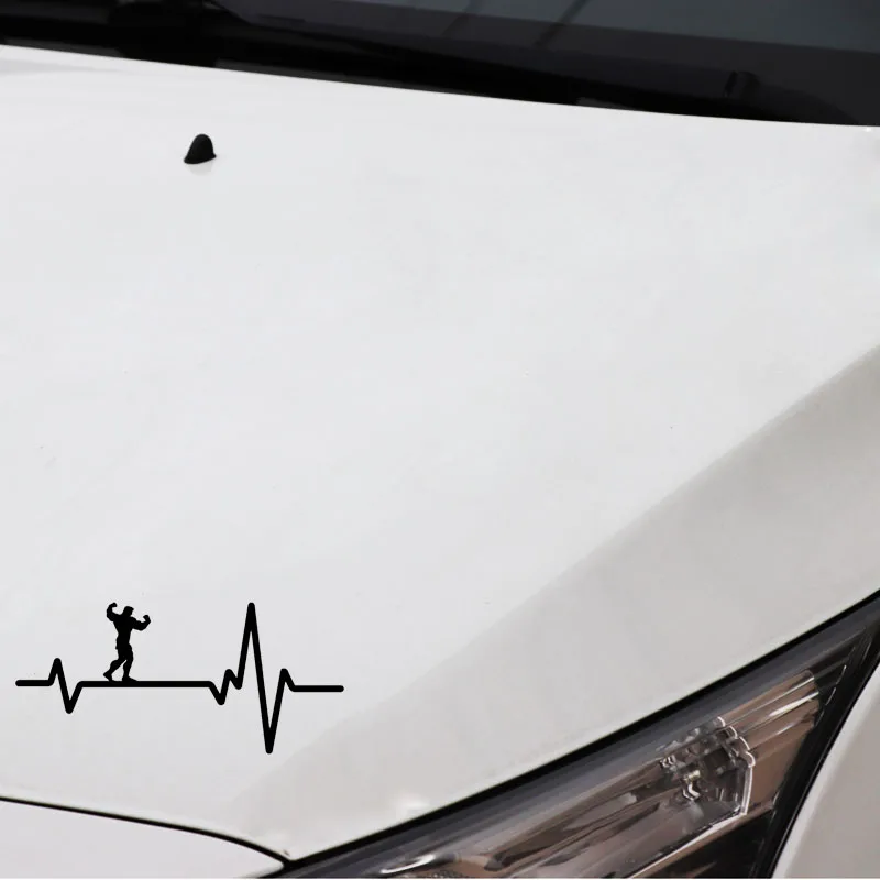 YJZT 16.5CM*7.6CM Car Sticker Flexing Bodybuilding Fitness Guy Heartbeat Vinyl Black/Silver C22-1198 | Автомобили и мотоциклы