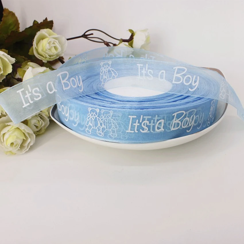 25 мм * 100 ярдов шелковая лента для детского душа мальчиков и девочек атласная