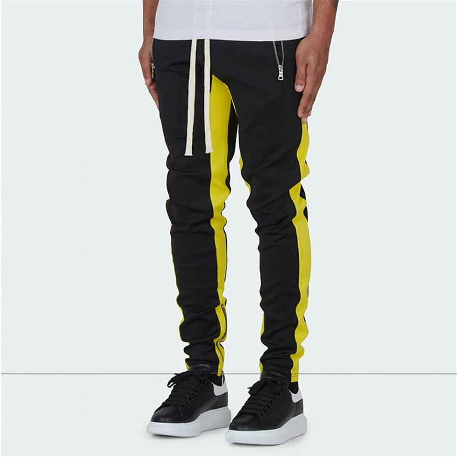 Stripe Joggers Штаны Для мужчин осень Повседневное спортивные штаны мужские туфли до лодыжки на молнии Узкие брюки одежда в стиле хип-хоп WG314