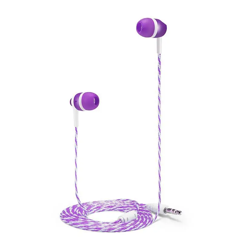 MP3/mp4 Roping стерео сабвуфер наушники в ухо Гарнитура вкладыши 1,1 м светоотражающие волокна ткань линия металлические наушники