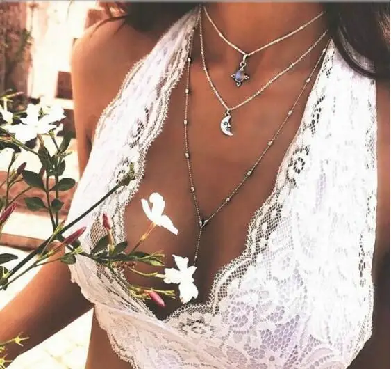 

Seblasy New Fashion Multi Layer Bohemian Beads Moon Statement Necklaces & Pendants for Women Punk Tribal Jewelry Femme Colliers
