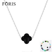 foris 11 colors brand jewelry 925 sterling silver luckly clover crystal necklace for women christmas gift best selling pn001
