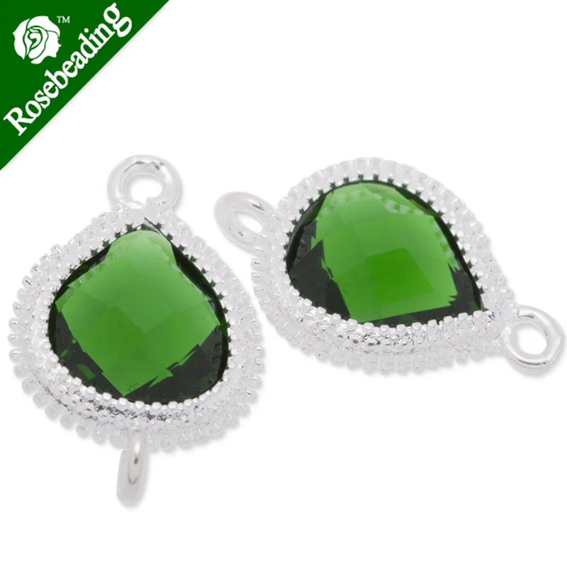 

12.5x19mm framed glass,metal framed glass,Faceted glass,emerald,connectors,gemstone bezel,Sold 5pcs/lot-C3680