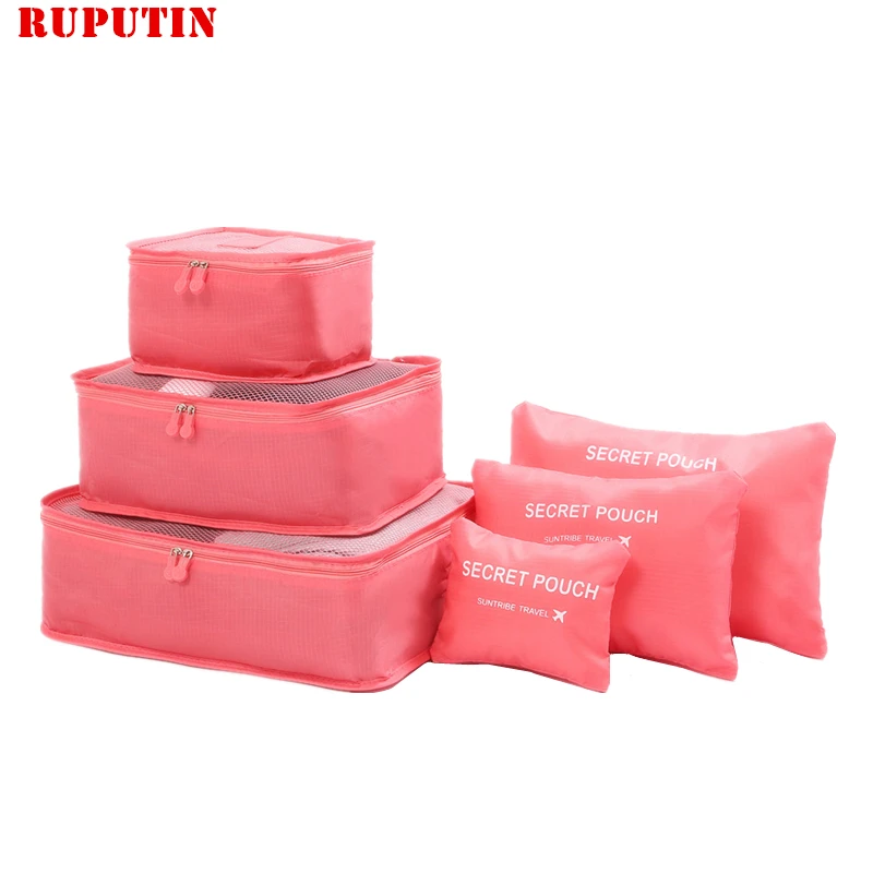 

RUPUTIN New 6PCS/Set High Quality Oxford Cloth Ms Travel Mesh Bag In Bag Luggage Organizer Packing Cube Organiser for Clothing