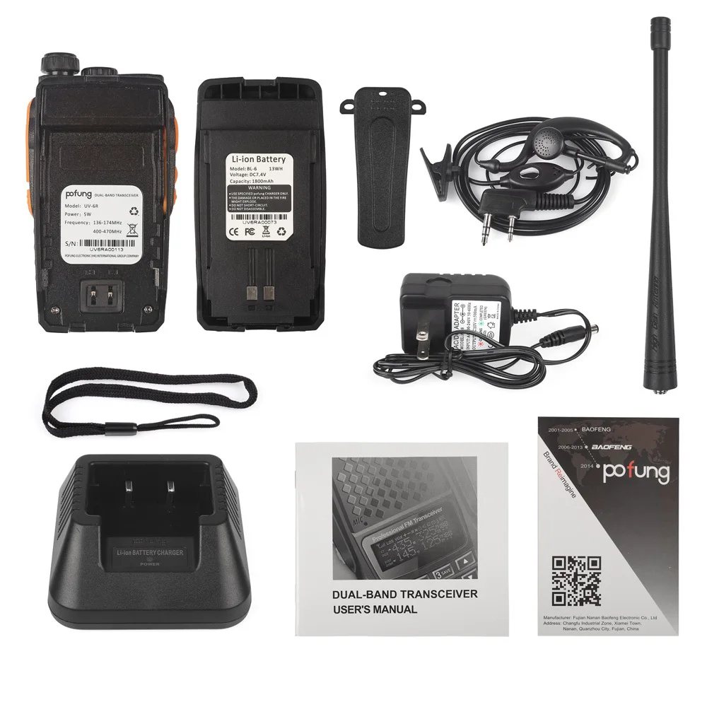 X BaoFeng UV-6R портативная рация UV6R Беспроводная дорожная двухсторонняя 128CH UHF/VHF