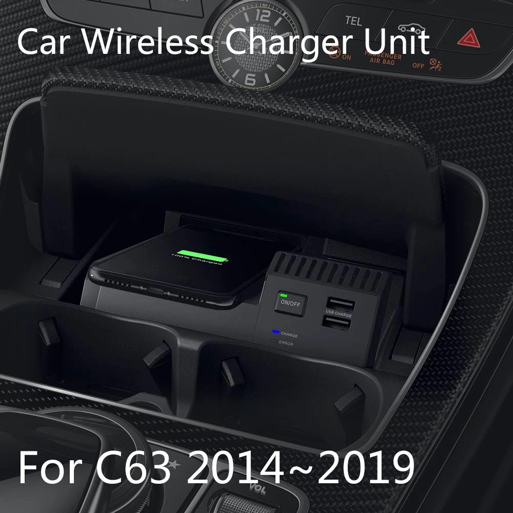 10W Wireless Charger For Mercedes Benz C63 2014~2019 Car Charging Qi iphone Android Phone Plug and plag Accessories | Автомобили и