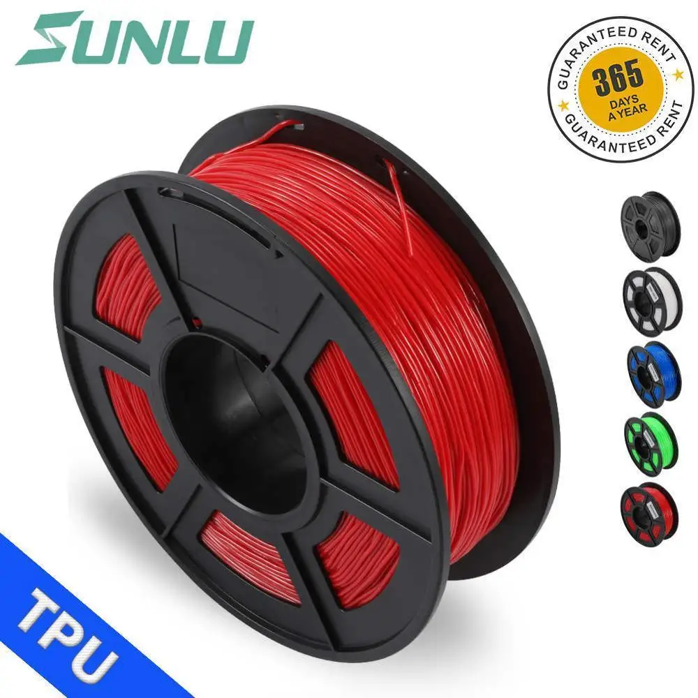 red 1.75mm 0.5kg ТПУ Гибкая нить для 3d принтера 1,75 мм 0,5 кг с катушкой нетоксичный ТПУ расходный материал хорошо подходит для печати детских игрушек и обуви - Color: red 1.75mm 0.5kg