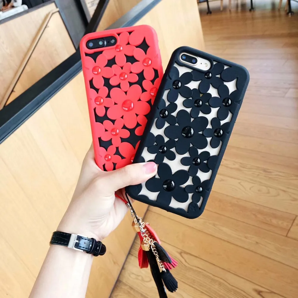 Последним для iPhone 7 плюс 6 S Чехол силиконовые цветок хризантемы Телефонные чехлы