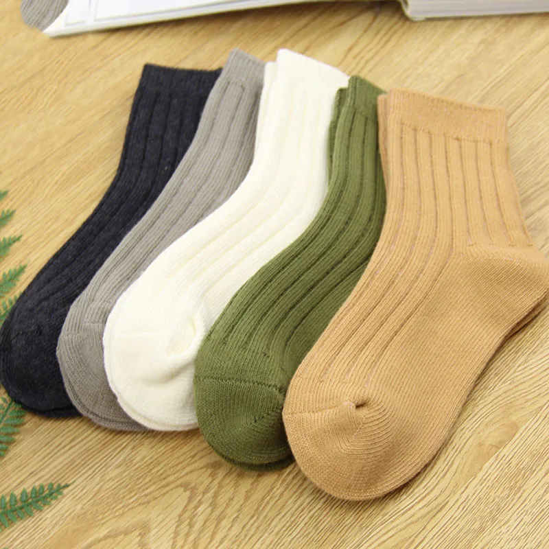 5 пар женские носки корейские модели Осень-зима полосатые толстые хлопковые