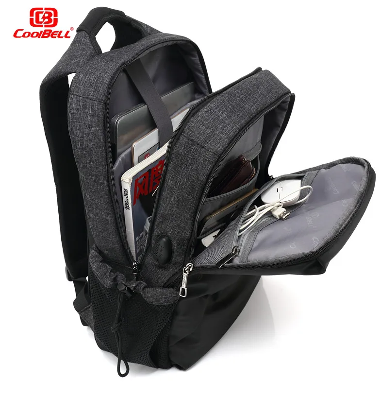 CoolBELL рюкзак для ноутбука 15 6 дюйма с usb портом мужчин Mochila ноутбук