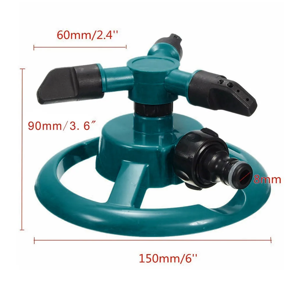 Garden irrigation sprinklers automatic turf 360 degrees circle rotating water sprinkler 3 nozzles three arm garden hose tube | Дом и сад