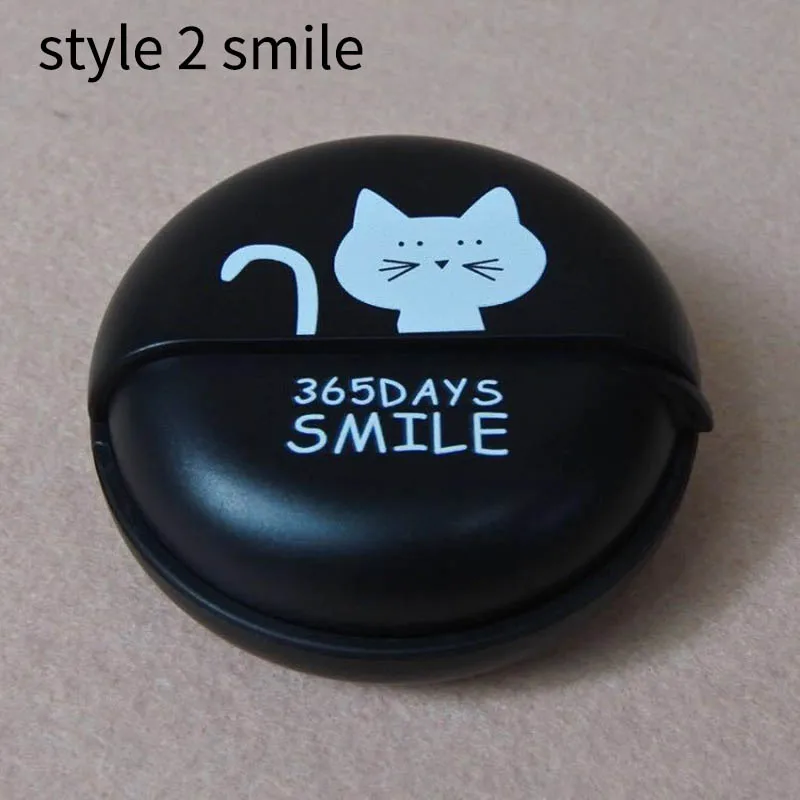 style 2 smile Кабели для передачи данных, чехлы для хранения, милые Мультяшные наушники, Проволочная коробка, круглая Вращающаяся крышка, пластиковая портативная монета для наушников, контейнер, 1 шт - Цвет: style 2 smile