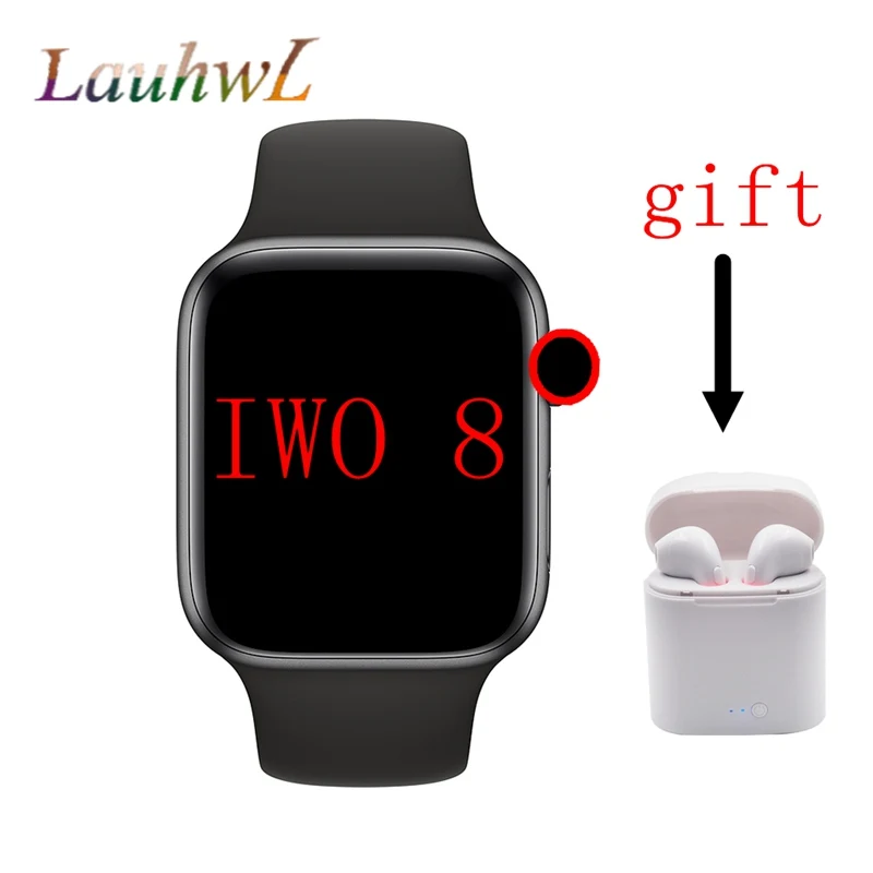 Bluetooth Смарт-часы IWO 8 1:1 Смарт-часы 44 мм чехол для Apple iOS Android ЭКГ-шагомер IWO 5 обновление - Цвет: black strap add gift