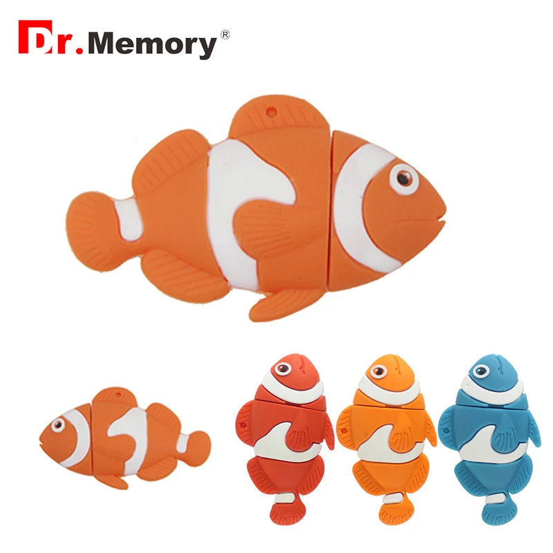 Мультфильм USB 2 0 флэш накопители 64 Гб Рыба Клоун милые флеш накопитель 32 ручка в
