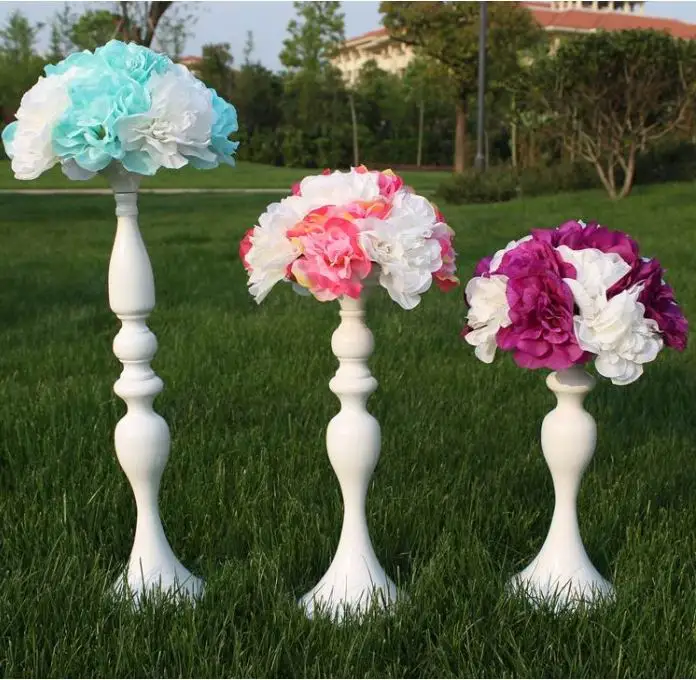 

30cm 10pcs/lot high wedding kissing ball stick European classical WHITE candle stick/ wrought iron candle sticks without flower